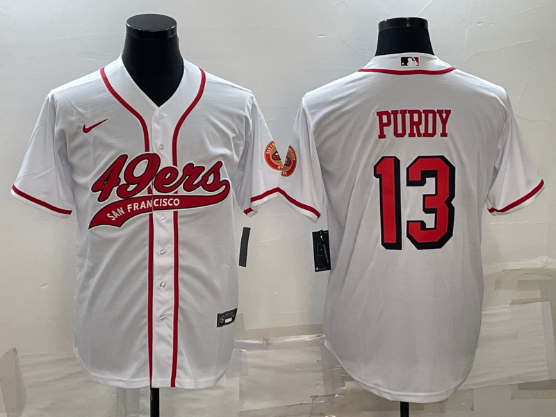 Men's White San Francisco 49ers #13 Brock Purdy With Patch Cool Base Stitched Baseball Jersey